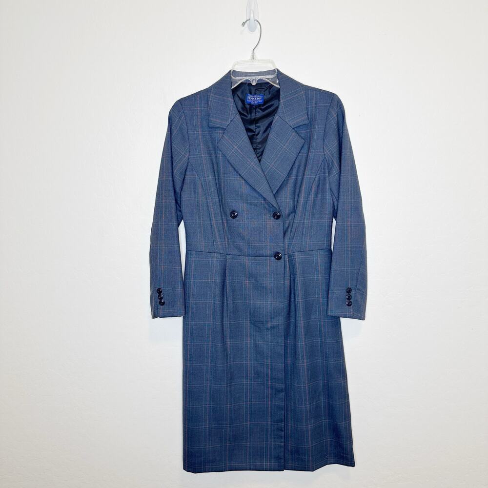 Vintage Pendleton Double Breasted Plaid Wool Coat Dress Size 6 Made in the USA